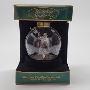 Holiday Radiance Cavanagh Illuminated Glass Angel Christmas Ornament 8387 Clear